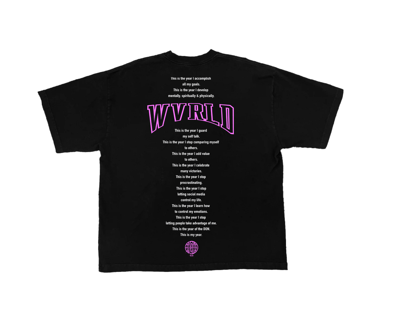 MY YEAR TEE 2025 (BLACK) (PINK AND WHITE PRINT)
