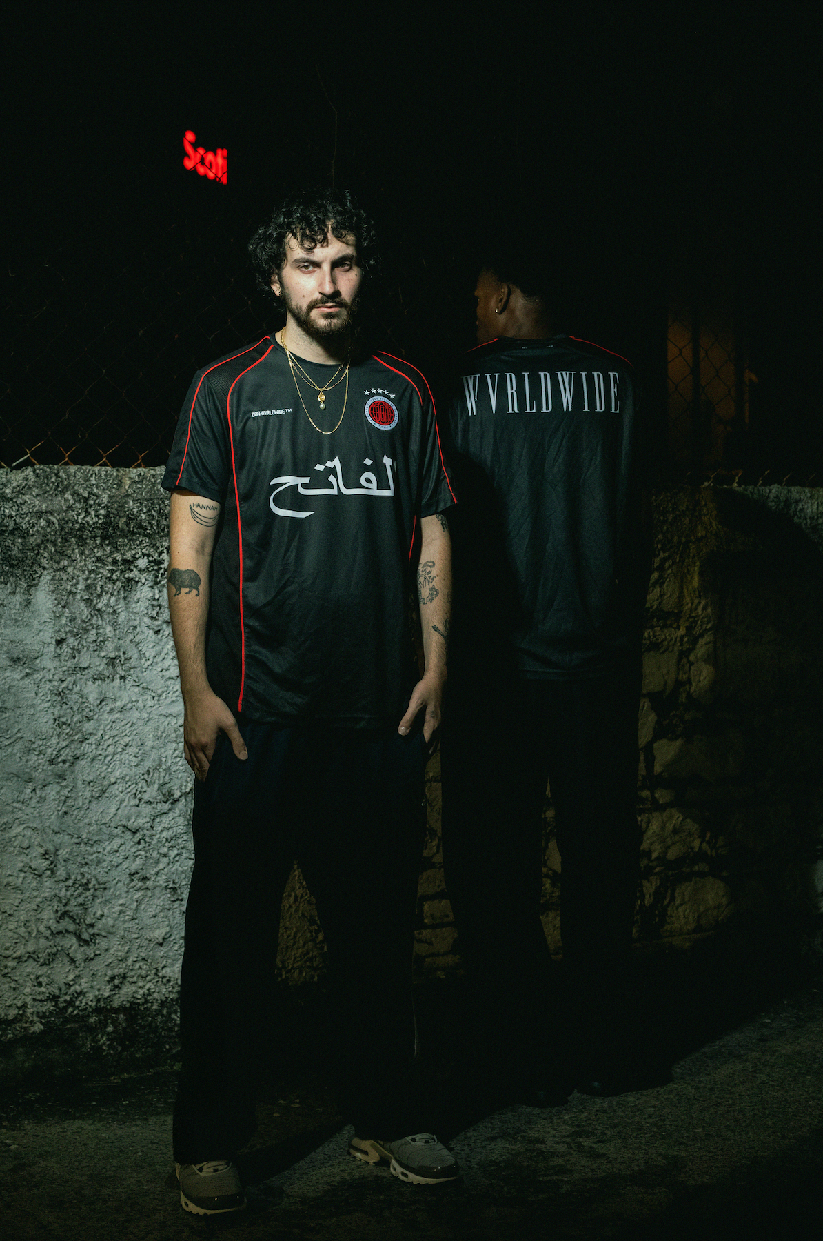 THE CONQUEROR FOOTBALL TEE (BLACK) (RED AND WHITE DETAILS)