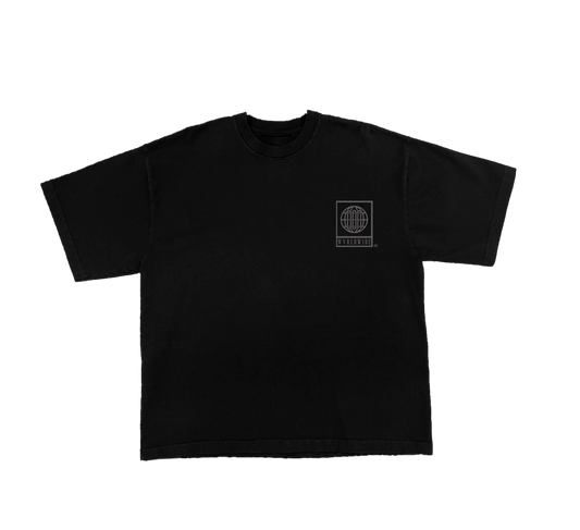 THE MOTTO TEE (BLACK) (CHARCOAL PRINT)