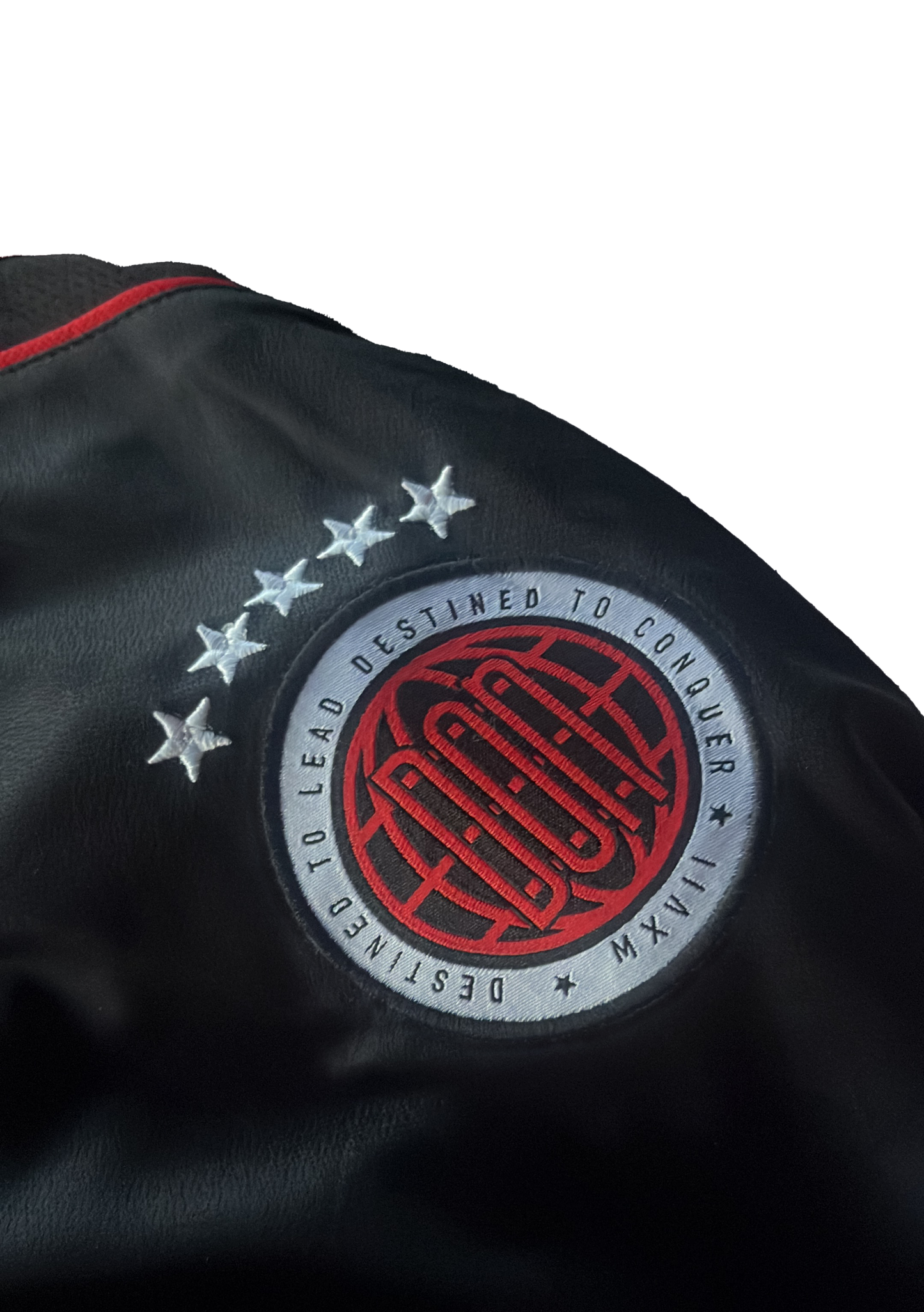 THE CONQUEROR FOOTBALL TEE (BLACK) (RED AND WHITE DETAILS)