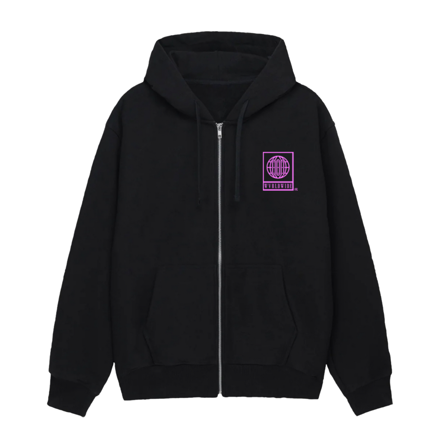 THE MOTTO ZIP UP HOODIE (BLACK) (PINK PRINT)