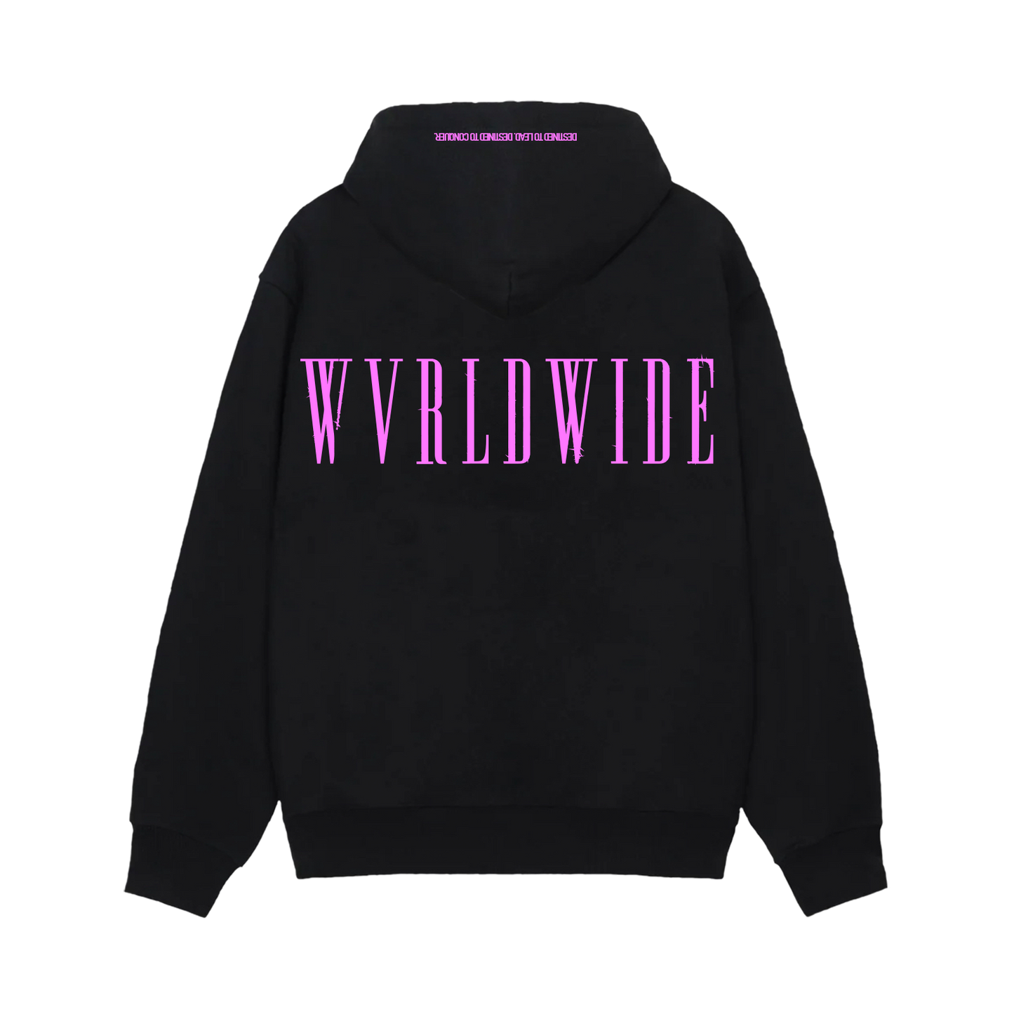 THE MOTTO ZIP UP HOODIE (BLACK) (PINK PRINT)