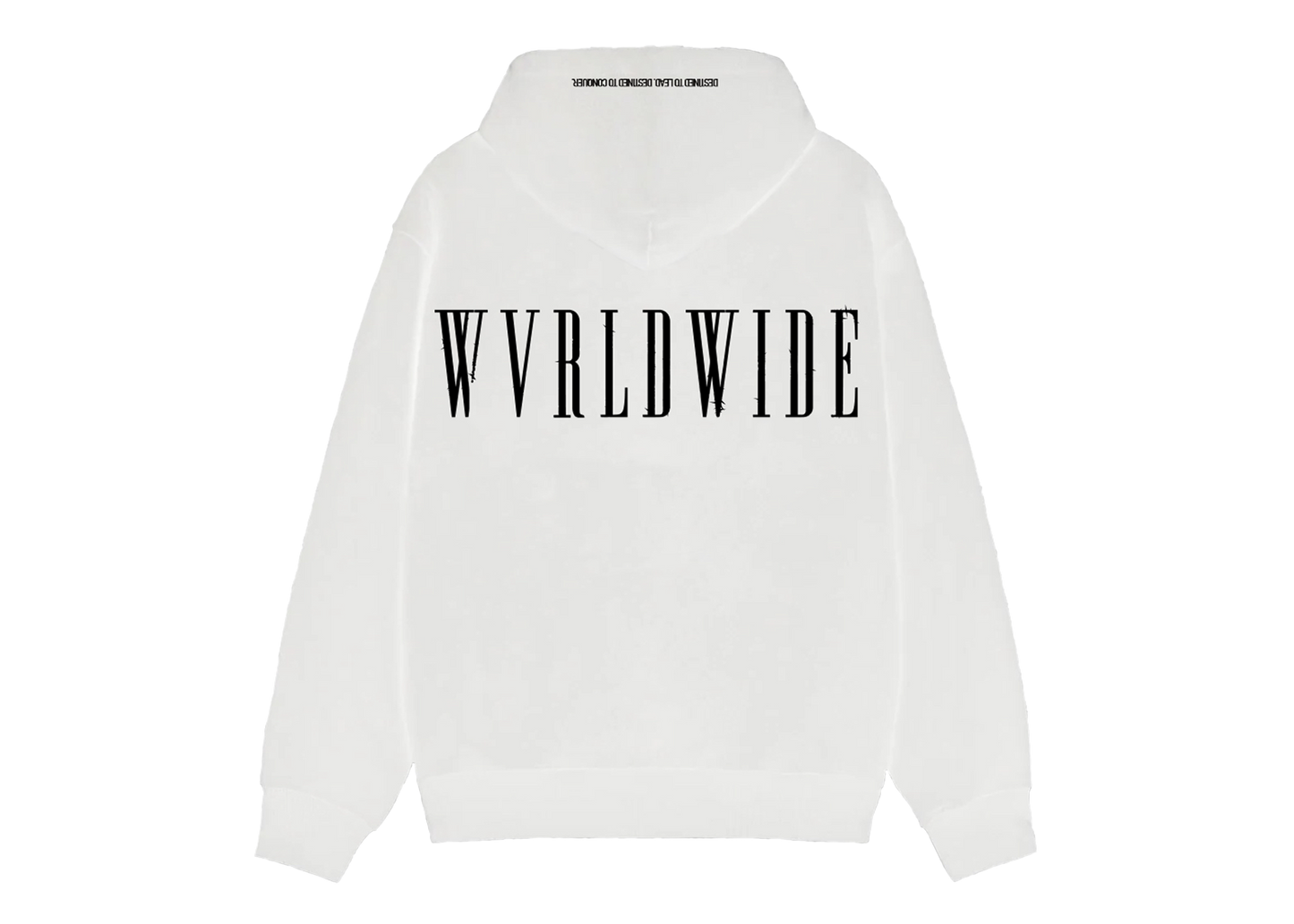 THE MOTTO ZIP UP HOODIE (WHITE) (BLACK PRINT)
