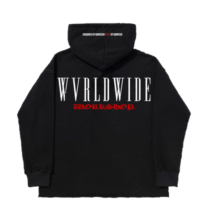 DESTINED TO LEED HOODIE CROPPED (DON X LEED WORKSHOP) (LIMITED TIME) (WHITE & RED PRINT)