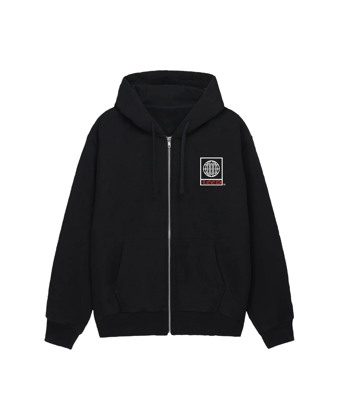 DESTINED TO LEED ZIP UP HOODIE (DON X LEED WORKSHOP) (LIMITED TIME) (WHITE & RED PRINT)