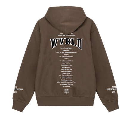 MY YEAR HOODIE 2024 (BROWN) (BLACK AND WHITE PRINT) (LIMITED TIME)