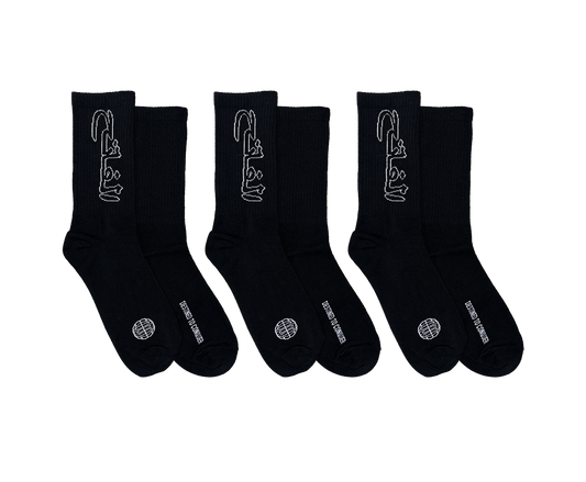 THE CONQUEROR CREW SOCKS (BLACK) (3-PACK)