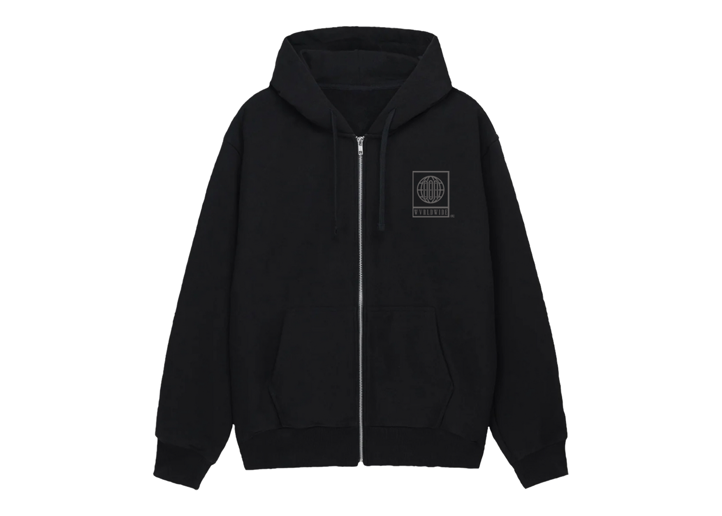 THE MOTTO ZIP UP HOODIE (BLACK) (CHARCOAL PRINT)