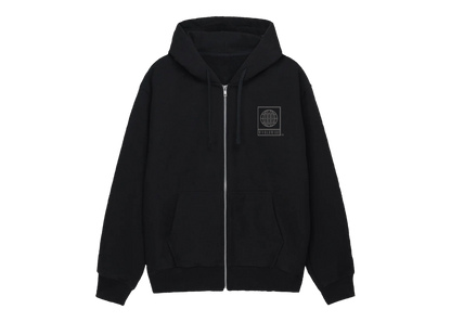 THE MOTTO ZIP UP HOODIE (BLACK) (CHARCOAL PRINT)