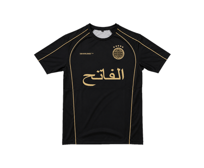 THE CONQUEROR FOOTBALL TEE (BLACK) (GOLD DETAILS)