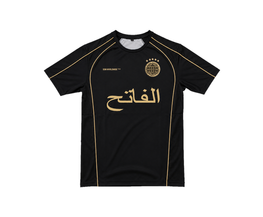 THE CONQUEROR FOOTBALL TEE (BLACK) (GOLD DETAILS)