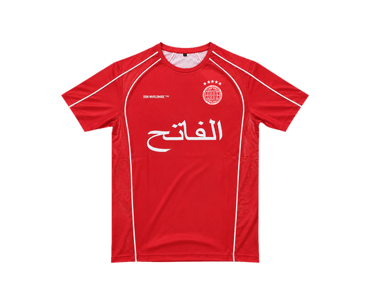 THE CONQUEROR FOOTBALL TEE (RED) (WHITE DETAILS)