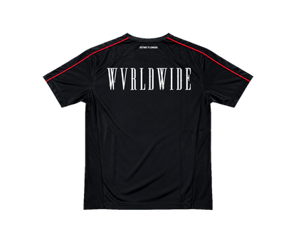 THE CONQUEROR FOOTBALL TEE (BLACK) (RED AND WHITE DETAILS)