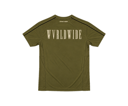 THE CONQUEROR FOOTBALL TEE (ARMY GREEN) (BLACK AND OFF-WHITE DETAILS)