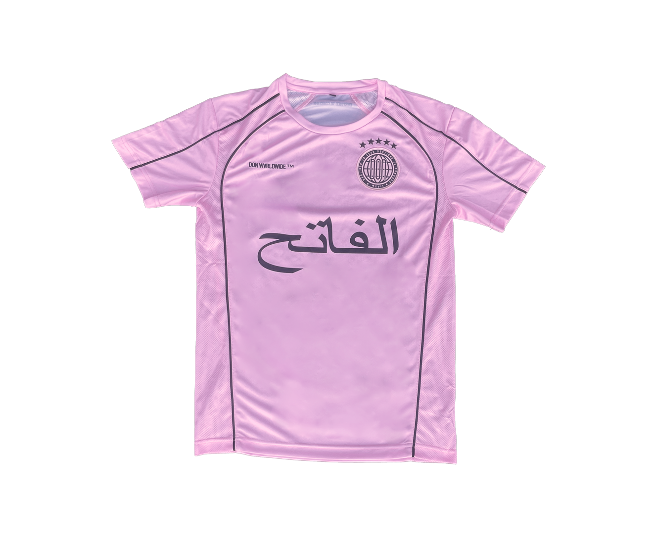 THE CONQUEROR FOOTBALL TEE (PINK) (BLACK DETAILS)