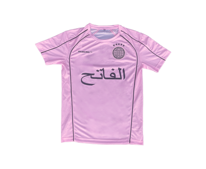THE CONQUEROR FOOTBALL TEE (PINK) (BLACK DETAILS)