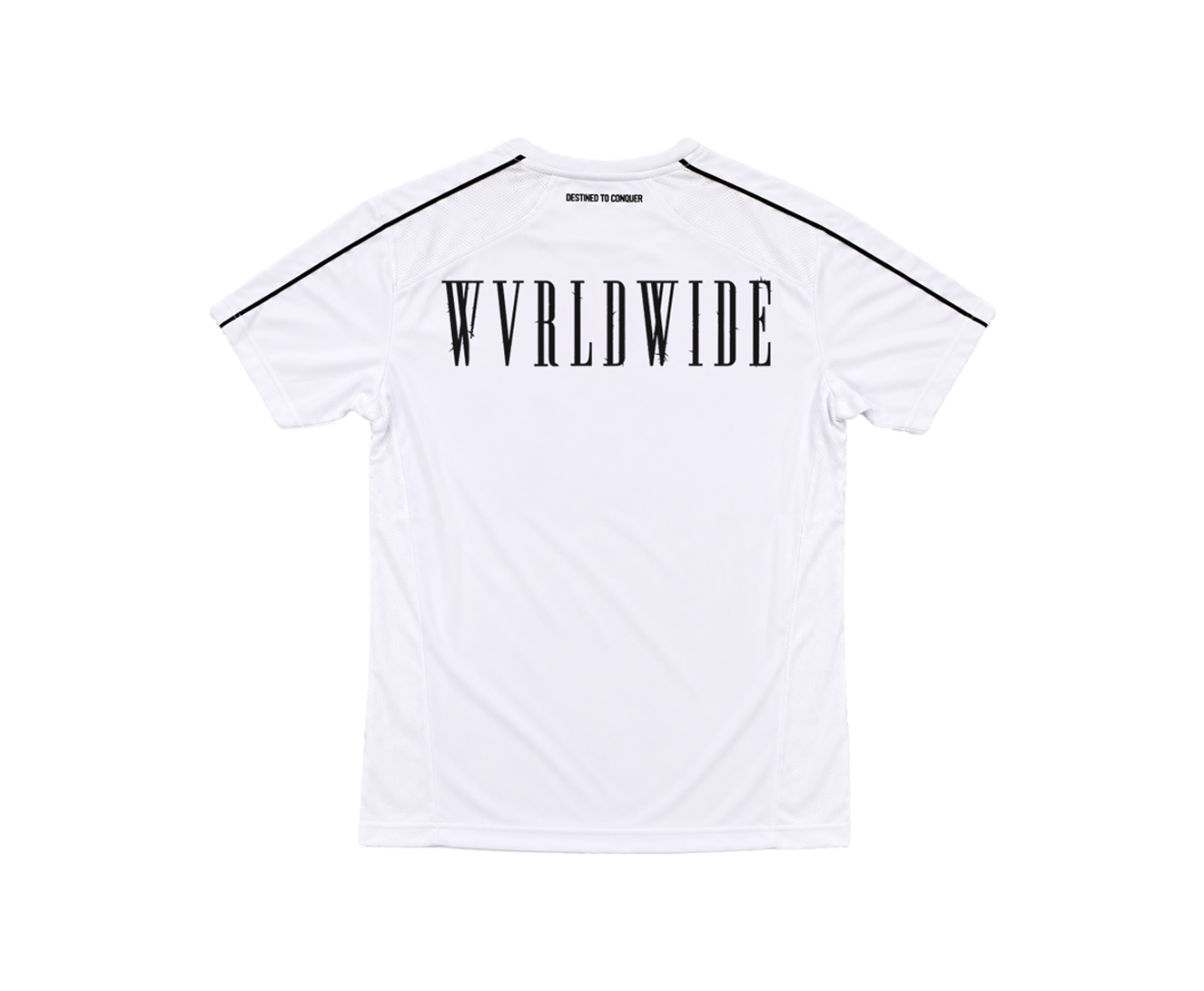 THE CONQUEROR FOOTBALL TEE (WHITE) (BLACK AND RED DETAILS)