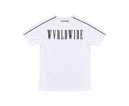 THE CONQUEROR FOOTBALL TEE (WHITE) (BLACK AND RED DETAILS)