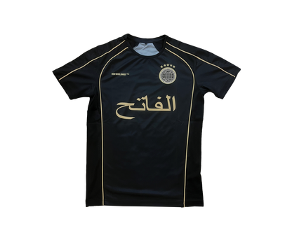 THE CONQUEROR FOOTBALL TEE (BLACK) (GOLD DETAILS)