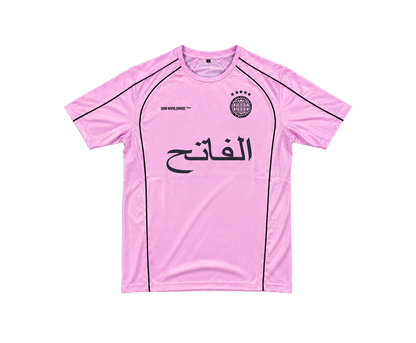 THE CONQUEROR FOOTBALL TEE (PINK) (BLACK DETAILS)