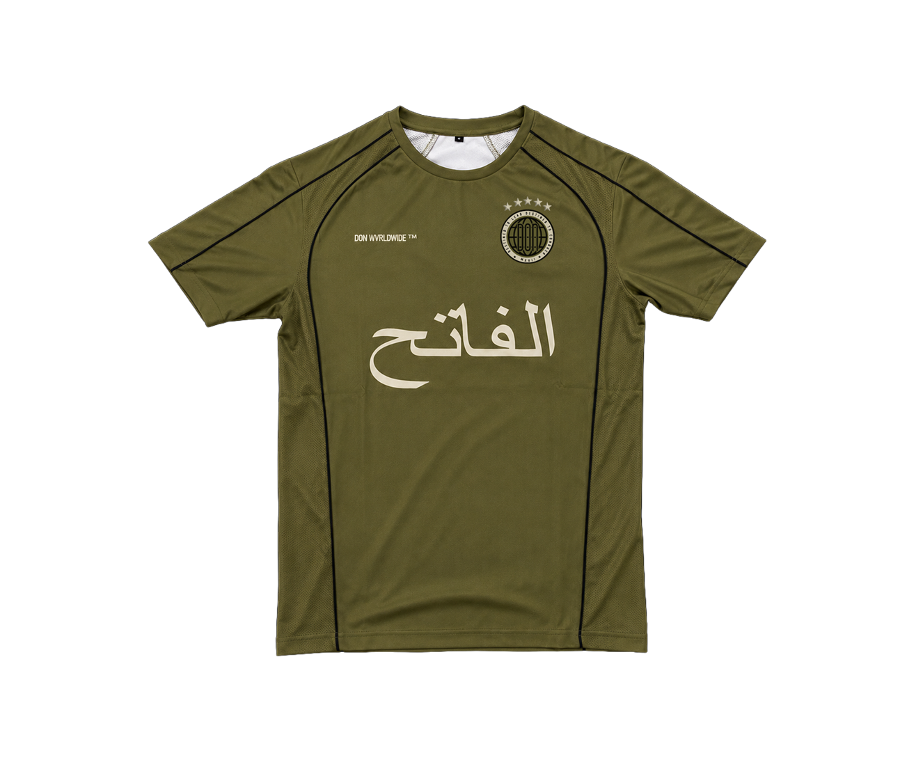THE CONQUEROR FOOTBALL TEE (ARMY GREEN) (BLACK AND OFF-WHITE DETAILS)