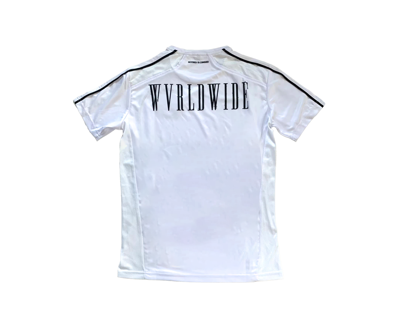 THE CONQUEROR FOOTBALL TEE (WHITE) (BLACK AND RED DETAILS)