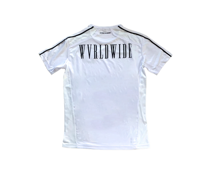 THE CONQUEROR FOOTBALL TEE (WHITE) (BLACK AND RED DETAILS)